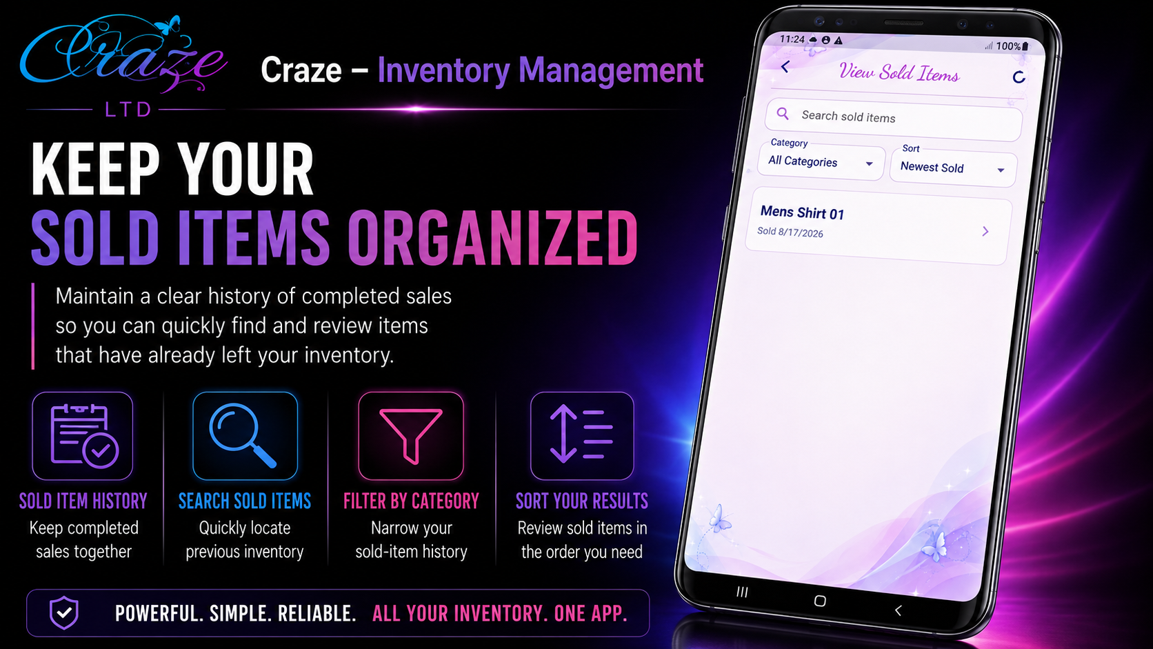 Craze Sold Items promotional advertisement